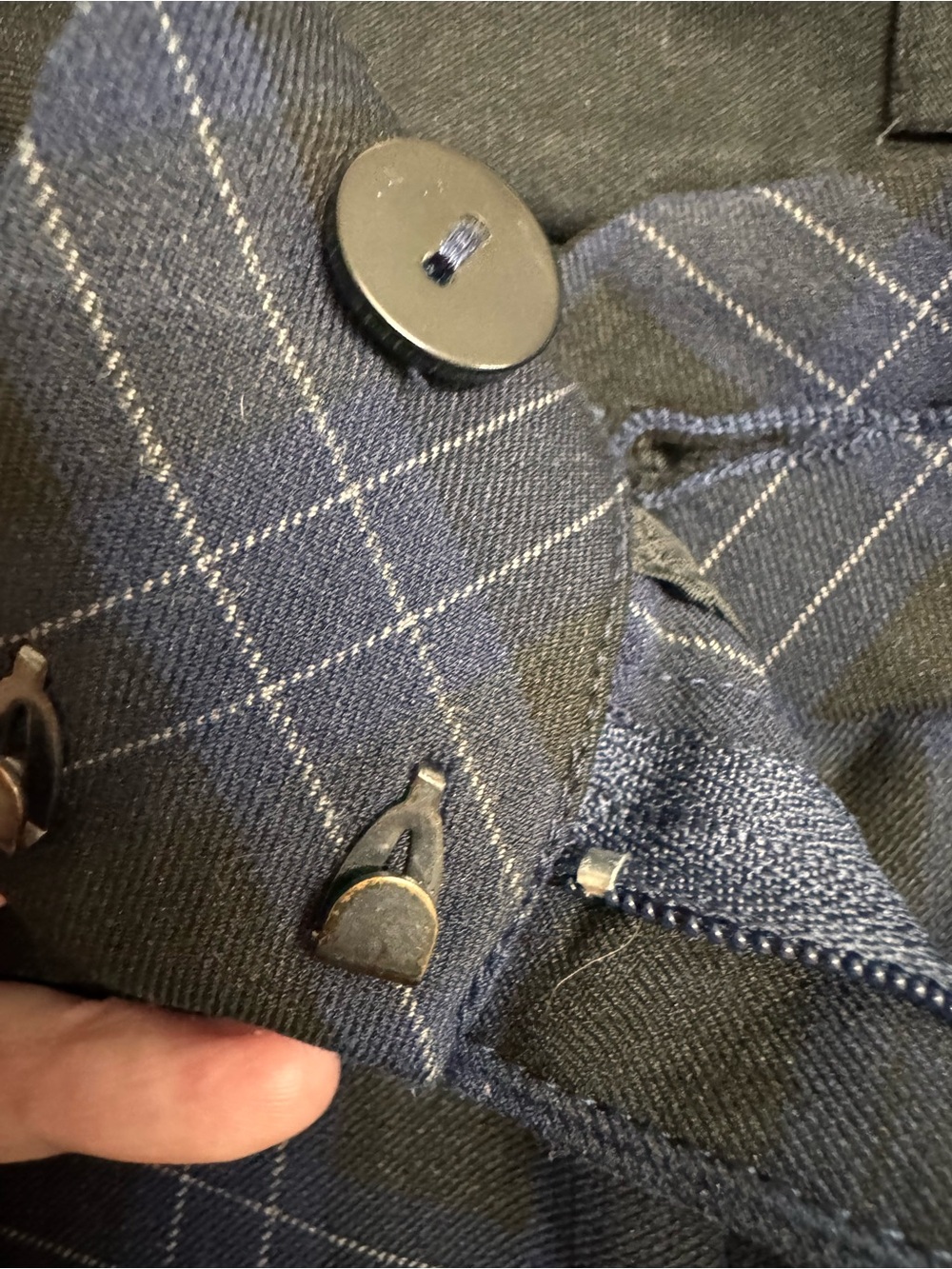 Express Editor Barely Boot Low Rise Pants, size 12 Regular, Blue and Black Plaid - Picture 7 of 11